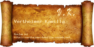 Vertheimer Kamilla névjegykártya